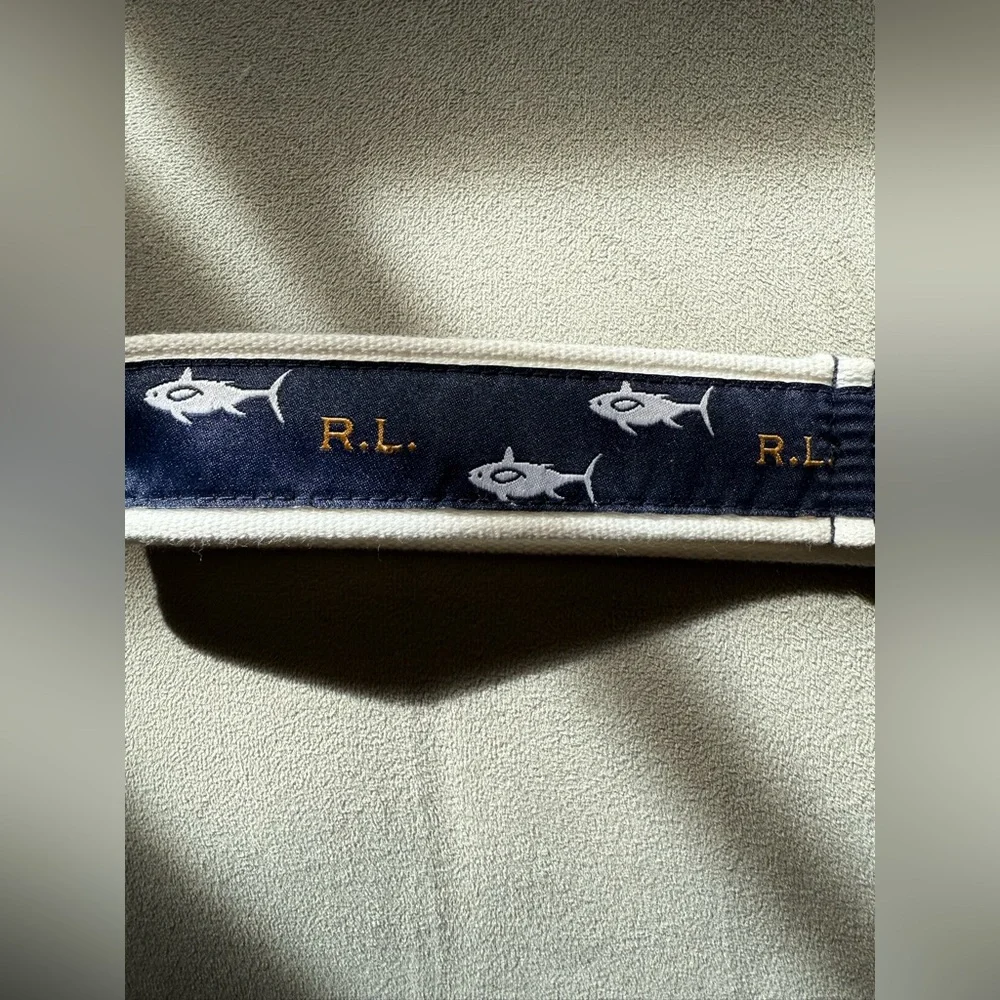 Ralph Lauren- Kids Fish Motif Ribbon D-Ring Belt (33” total), Navy